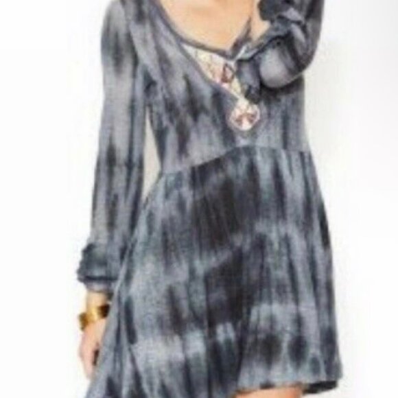 FREE PEOPLE TIE DYE RAYON JERSEY EMBROIDERED DRESS - Picture 2 of 7